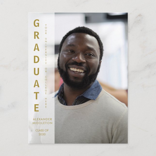 MaIe Graduate Abschluss Einladung Einfaches Foto Postkarte (Vorderseite)