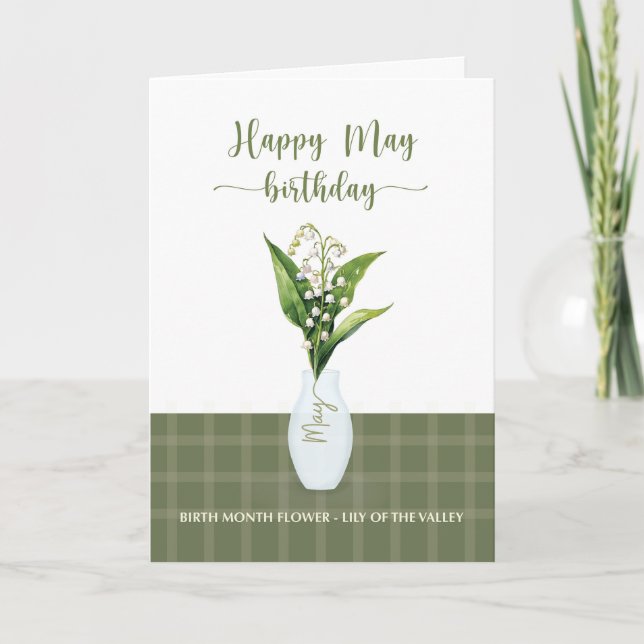 Maigeburt Lily of the Valley Birth Month Blume Karte (Vorderseite)