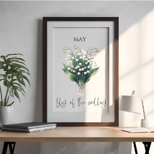 Maigeburtsmonats-Lilien-der-Tal-Floral Poster