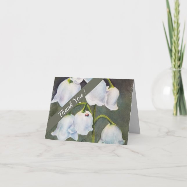 Maiglöckchen-Aquarell mit Blumen Dankeskarte (Vorderseite)