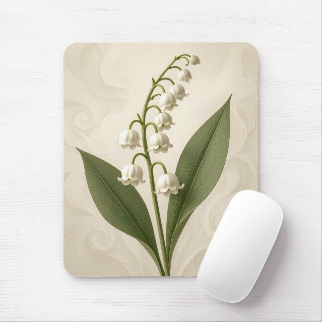Maiglöckchen auf neutralem abstraktem Design Mousepad (Mit Mouse)