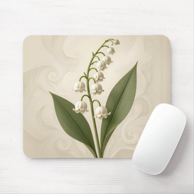 Maiglöckchen auf neutralem abstraktem Design Mousepad (Mit Mouse)