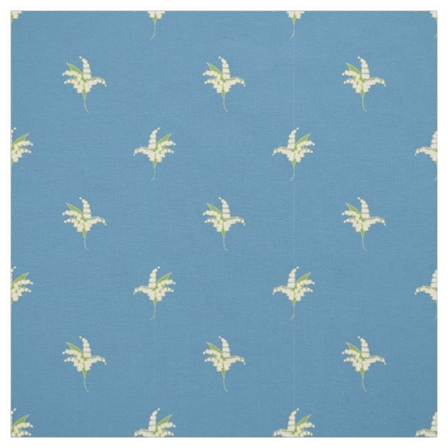 Maiglöckchen-BlumenTupfen auf Blau Stoff (Muster)