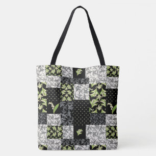 Maiglöckchen-Faux-Patchwork in Schwarz Tasche