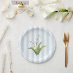 Maiglöckchen-Hochzeitsblaustreifen Pappteller