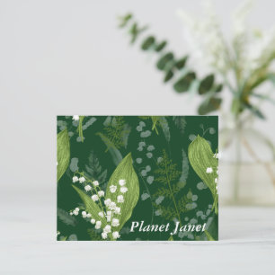Maiglöckchen im Tal mit Farnen    Dunkelgrün Custo Mitteilungskarte