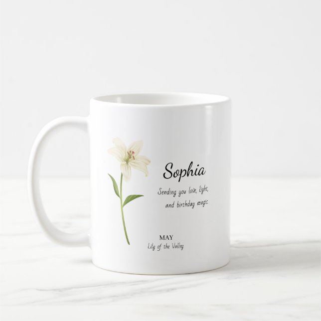 Maiglöckchen Personalisierter Geburtstag Kaffeetasse (Links)