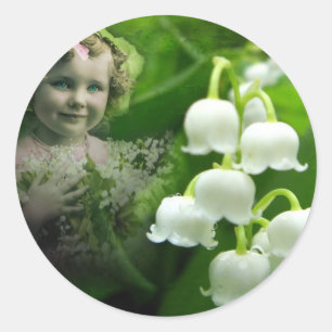 Maiglöckchen Süße Weiße Glockenblumen Bouquet Runder Aufkleber