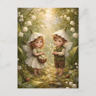 Maiglöckchen-Waldfeen Postkarte