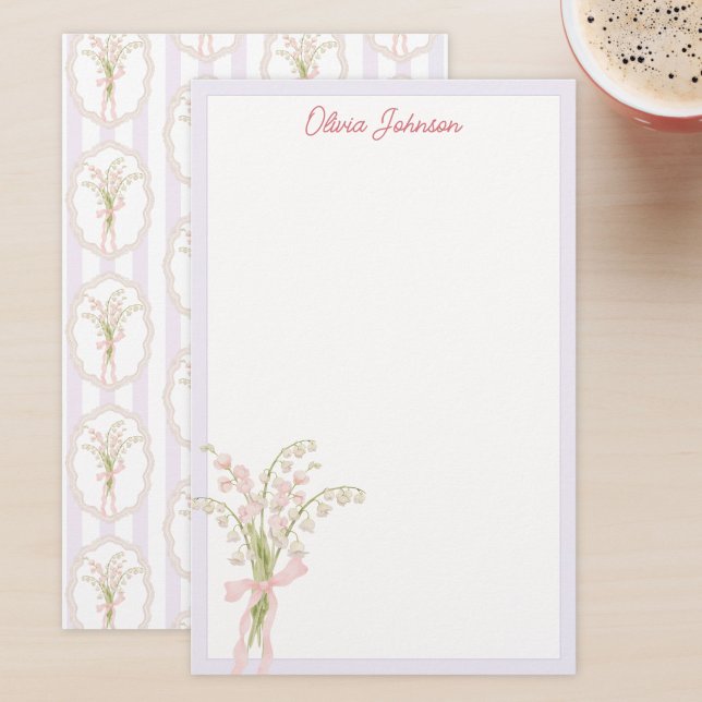 Maiglöckchen-Wasserfarben-Monogramm-Blumenmuster Briefpapier (Von Creator hochgeladen)