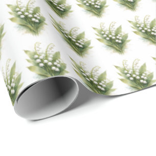 Maiglöckchen Weiße Blumen Aquarell Geschenkpapier