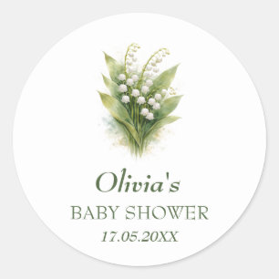 Maiglöckchen Weiße Florale Babyparty Runder Aufkleber