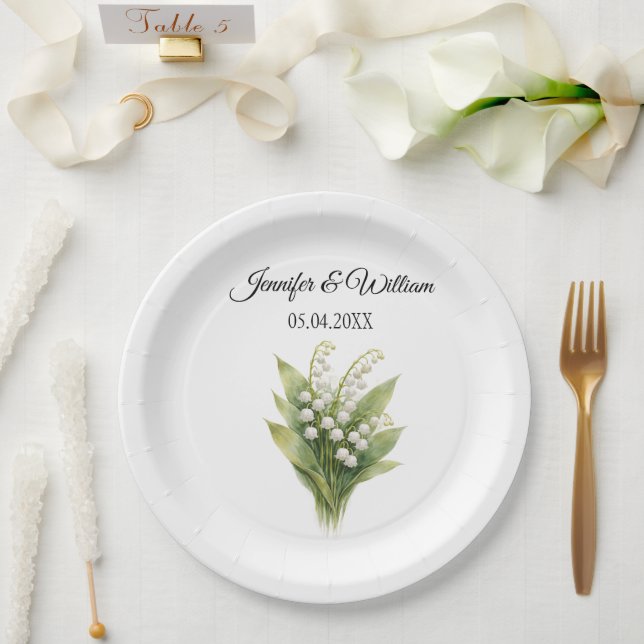 Maiglöckchen Weiße Florale Hochzeit Pappteller (Hochzeit)