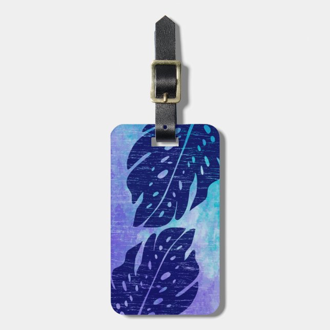 Maikai Hawaiian Monstera Leaf Krawatte-Dye Blend Gepäckanhänger (Vorderseite vertikal)