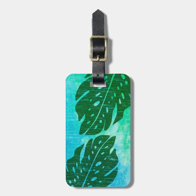 Maikai Hawaiian Monstera Leaf Krawatte-Dye Blend Gepäckanhänger (Vorderseite vertikal)