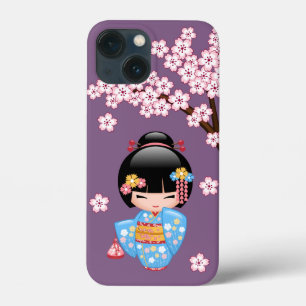 Maiko Kokeshi Doll - Blue Kimono Geisha Girl Case-Mate iPhone Hülle