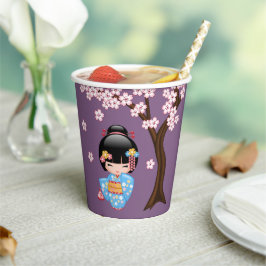 Maiko Kokeshi Doll - Blue Kimono Geisha Girl Pappbecher