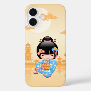 Maiko Kokeshi Doll Niedlich Japanisch Geisha Yello iPhone 16 Hülle