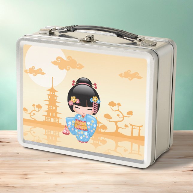 Maiko Kokeshi Doll Niedlich Japanisch Geisha Yello Metall Brotdose (Von Creator hochgeladen)
