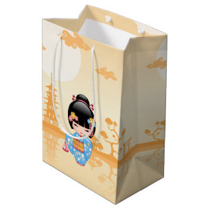 Maiko Kokeshi Doll Niedlich Japanisch Geisha Yello Mittlere Geschenktüte