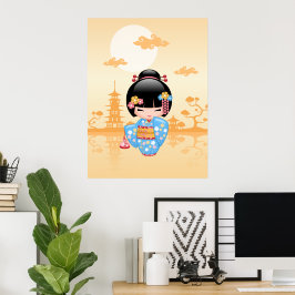 Maiko Kokeshi Doll - Niedliches japanisches Geisha Poster