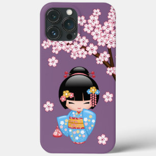 Maiko Kokeshi Puppe - Geisha-Mädchen im blauen Kim Case-Mate iPhone Hülle