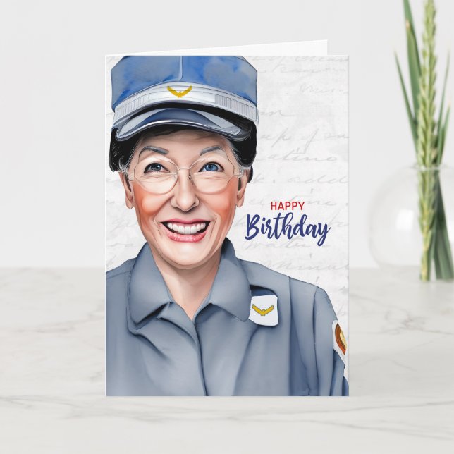 Mail Carrier Caucasian Female Postal Birthday Karte (Vorderseite)