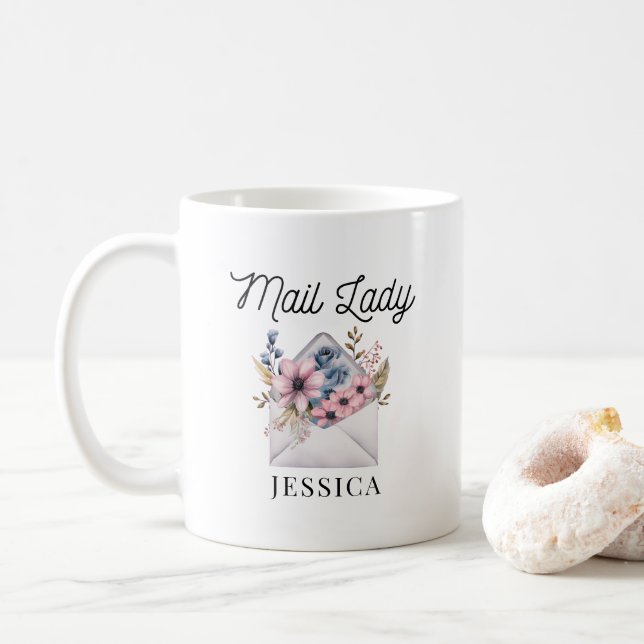Mail Lady Postal Carrier Post Office Tasse (Mit Donut)