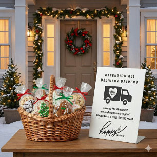 Mail Lieferung Weihnachtsfeiertag Leckerei Fußzeic Sockelschild
