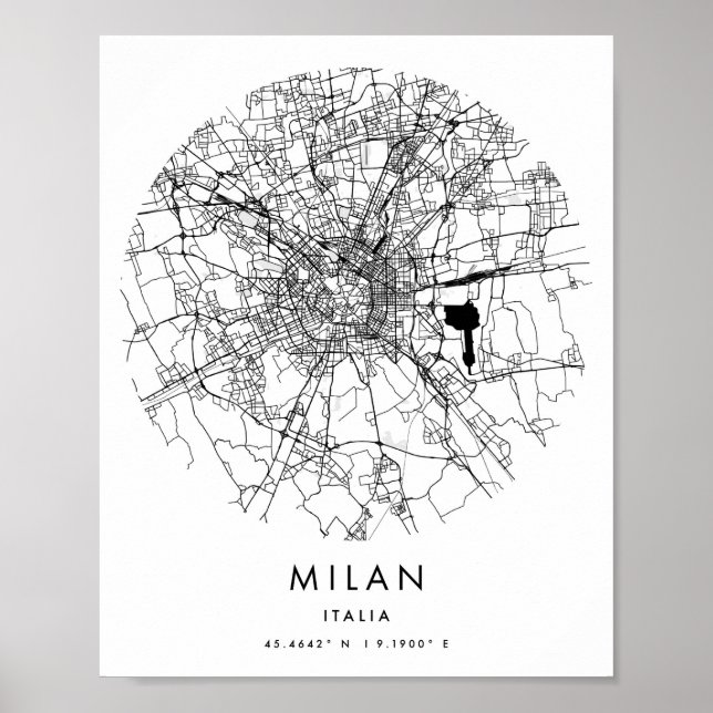 Mailand Italia Minimal Modern Circle Street Karte Poster (Vorne)
