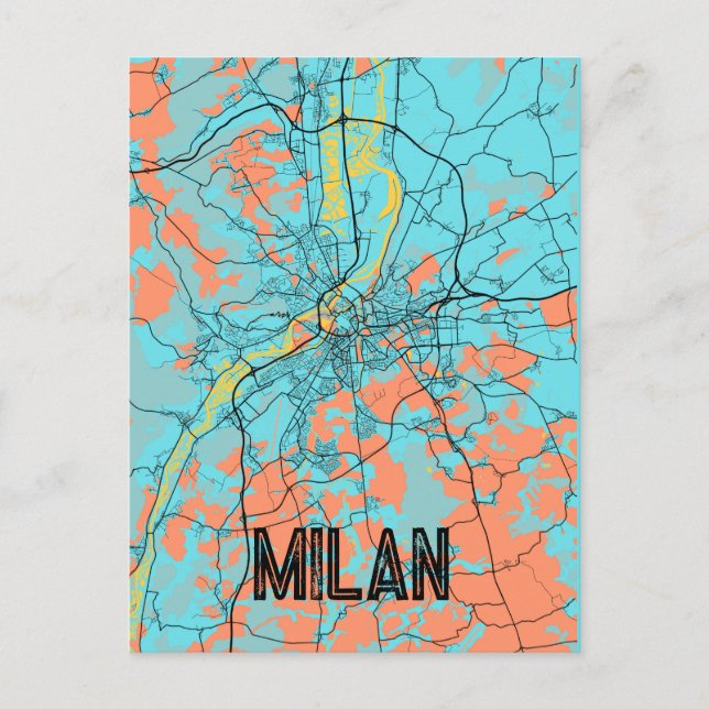 Mailand Italien Europa Stadtkarte Aquamarin Postka Postkarte (Vorderseite)