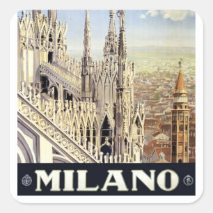 Mailand Italien Gotische Kathedrale Duomo Vintage  Quadratischer Aufkleber