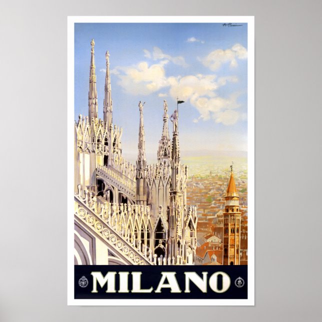 Mailand Italien Jahrgang Reise Poster (Vorne)