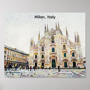 Mailand Italien Ölmalerei-Illustration Poster