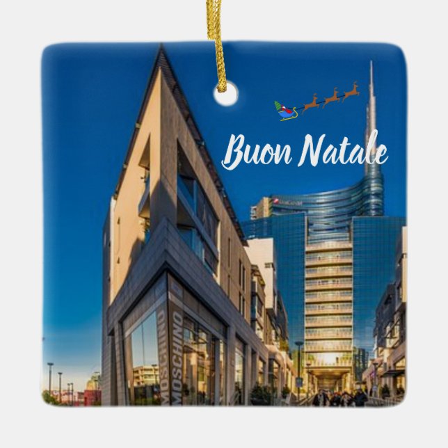 Mailand Italien Panorama Weihnachtsgeschmack Keramikornament (Vorderseite)