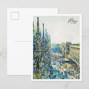 Mailand Italien Schöne Ölmalerei Stadt Postkarte