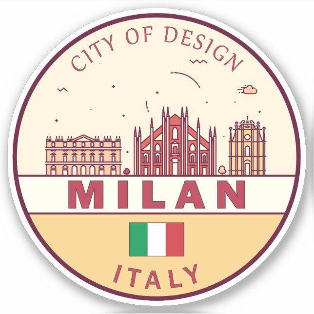 Mailand Italien Skyline Emblem Aufkleber (Vorderseite)
