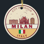 Mailand Italien Skyline Emblem Keramik Ornament<br><div class="desc">Mailand minimalistisches, farbenfrohes Kunstdesign mit Denkmälern und Sehenswürdigkeiten der Stadt in Italien.</div>