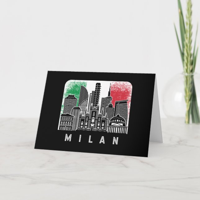 Mailand - Italien - Skyline-Vintage Flagge Karte (Vorderseite)