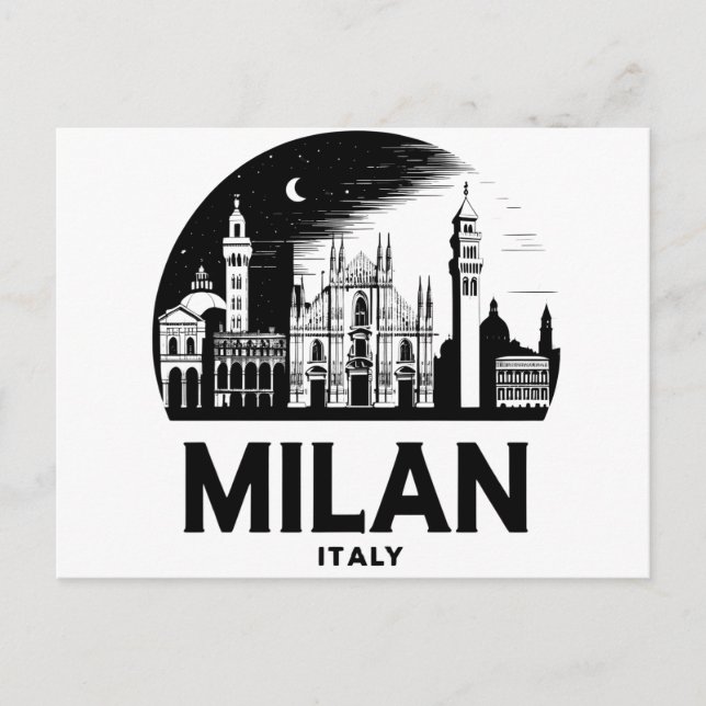 Mailand Italy Skyline Postkarte (Vorderseite)