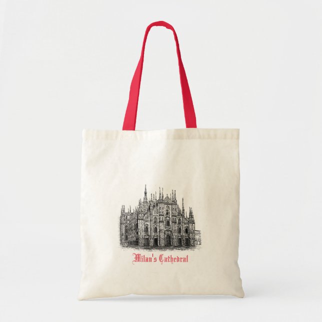 Mailand-Kathedrale, die rote weiße Taschen-Tasche Tragetasche (Vorne)