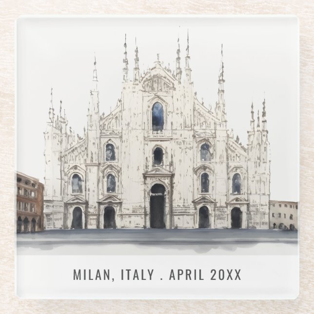 Mailand Kathedrale Italien Wasserfarbe Italien Rei Glasuntersetzer (Vorderseite)