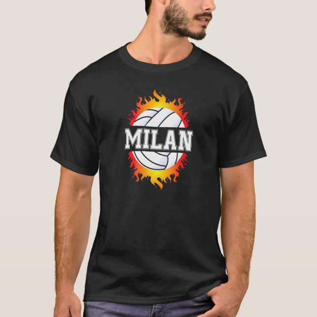 Mailand Name Volleyball Player Girls Ball und Net  T-Shirt (Vorderseite)