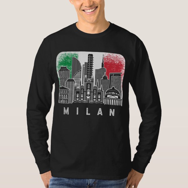 Mailand - Vintage Skyline-Flagge T-Shirt (Vorderseite)