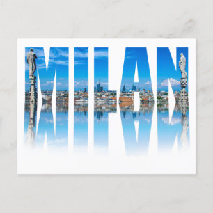 Mailänder Label aus der Skyline Mailands in Italie Feiertagspostkarte