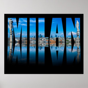 Mailänder Label aus der Skyline Mailands in Italie Poster
