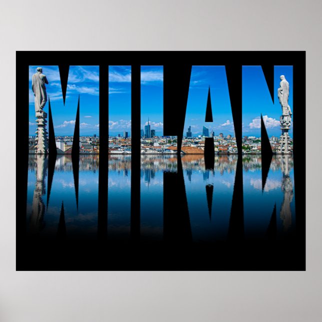 Mailänder Label aus der Skyline Mailands in Italie Poster (Vorne)