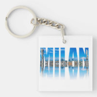 Mailänder Label aus der Skyline Mailands in Italie
