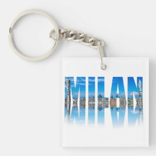 Mailänder Label aus der Skyline Mailands in Italie Schlüsselanhänger