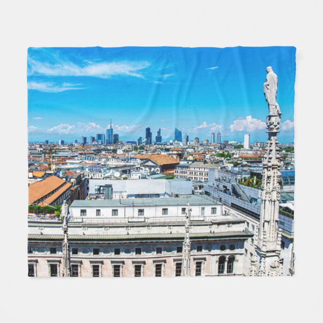 Mailänder Skyline Fleecedecke (Vorderseite (Horizontal))